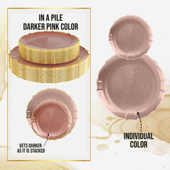 Pink/Gold Petal Plates - Combo Pack 120/120