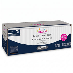 True Navy Plastic Table Cover Roll with Built-In Slide Cutter - 54 in x 126 ft