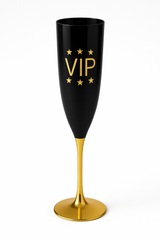 Glamorous VIP Champagne Flutes - Black & Gold, 5oz, Set of 4