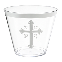 Holy Day Silver Cross 9 oz Plastic Tumblers - 30 Pack