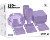 350 Pcs Lavender Plastic Disposable Tableware Set