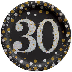 Sparkling Celebration 30th Birthday Prismatic Plates - 9" Round