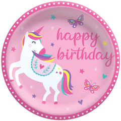 Enchanting Unicorn Birthday Paper Plates - 6.75"