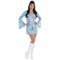 Groovy 60s Floral Mini Dress Costume - Adult S/M