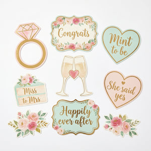 Mint Floral Wedding Cutout Decorations, 12-Pack
