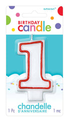Red & White Number 1 Molded Birthday Candle