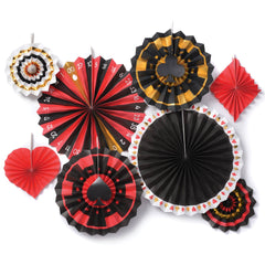 Casino Party Hanging Fan Decorations Set, Multicolor, 8-Piece Kit