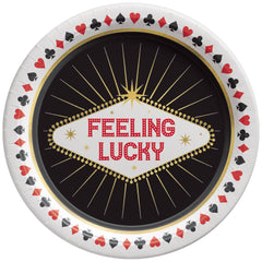 Casino "Feeling Lucky" Round Dessert Plates - 7" Paper, 8-Pack