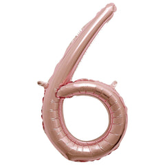 Rose Gold Script Number 6 Balloon - 8-Inch Air-Filled Foil