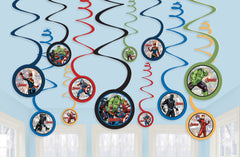 Marvel Avengers Powers Unite Hanging Swirl Decorations - 12 Pack