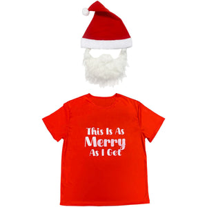 Festive Santa Hat, Beard & T-Shirt Set - Adult One Size (Up to XL)