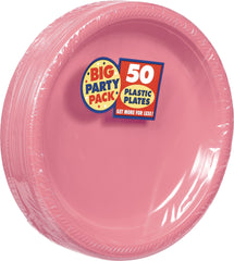 Big Party Pack Pink Plastic Dinner Plates - 50 Pack, 10.25"