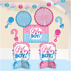 Gender Reveal Room & Table Decorating Kit - "Girl or Boy?" - 10-Piece Set