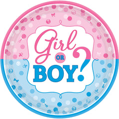 "Girl or Boy?" 10.5" Gender Reveal Paper Plates - 8 Pack