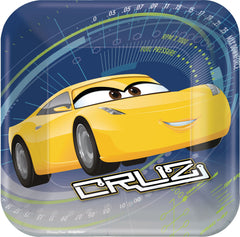 Disney Cars 3 Square Dessert Plates, 7-Inch, 8-Pack