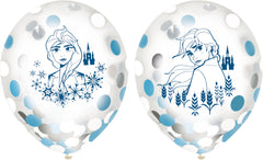 Disney Frozen 2 Confetti Latex Balloons, 12-Inch, 6-Pack