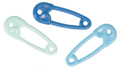 Blue Safety Pin Favor Charms - 24 Pack for Baby Showers