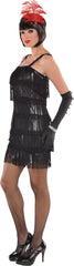 Adult Flashy Flapper Costume with Fringe and Headband - Adult XL (14-16)