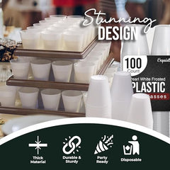 2 Oz. White Pearl Plastic Shot Glasses | 100 Count