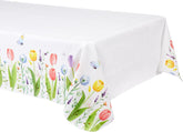 Spring Tulip Garden Flannel-Backed Table Cover, 52x90-in