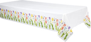 Spring Tulip Garden Plastic Table Cover, 54" x 102"