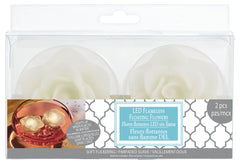 White Floating Flower Water-Activated Flameless LED Candles, 2-Pack