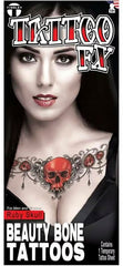 Halloween Ruby Skull Temporary Tattoo
