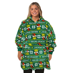 Grinch Fair Isle Hooded Poncho for Christmas