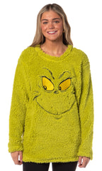 Grinch Oversized Sherpa Pullover with Sleepy Eyes