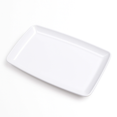White Plastic Rectangular Serving Platter - 11" Sleek Design