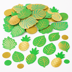 Tropical Pineapple & Palm Leaf Confetti Table Scatter - Green/Gold, 2.5 oz