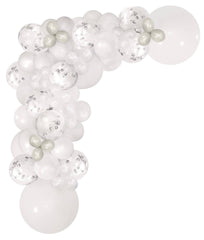 Class 101 - Round Transparent Confetti Latex Balloon Garland Arch Kit, Gold/Silver/White, for Wedding/Birthday Party