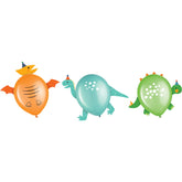 Little Gym - Dino-Mite Round Latex Balloon Decorating Kit, Blue/Orange/Green, 12-in, for Birthday Party - 6 Ct.
