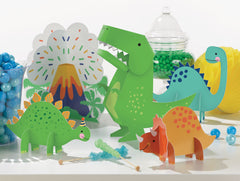Little Gym - Dino-Mite Dinosaur Table Decorating Kit Centerpieces, Green/Orange, 35.25 In. for Birthday Party - 5 Ct.