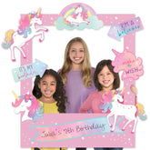 Little Gym - Unicorn "It's my Birthday" DIY Customizable Photo Frame Decoration, Pink, 35-in, for Birthday Party - 1 Ct.