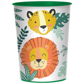 Little Gym - Get Wild Lion Plastic Reusable Favour Cup, White/Orange, 16-oz, for Birthday Party - 1 Ct.