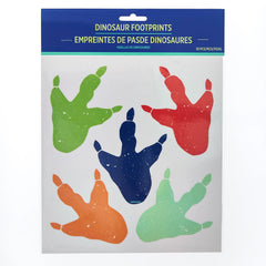 Little Gym - Dino-Mite Dinosaur Footprint Wall & Window Vinyl Cling Decal Decorations, Multi-Coloured, 4-in, for Birthday Party - 10 Ct.