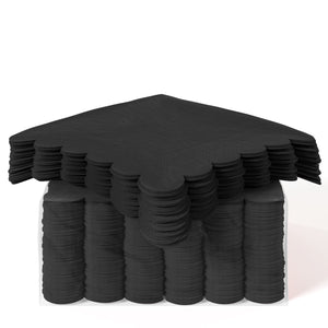 Black Scallop Beverage Napkins - 4.75 In. X 4.75 In. | 50 Ct.