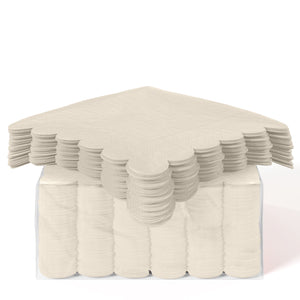 Ivory Scallop Beverage Napkins - 4.75 In. X 4.75 In. | 50 Ct.