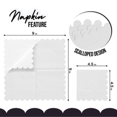 White Scallop Beverage Napkins - 50 Ct.
