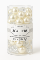 Pearl & Diamond Table Scatter Confetti - Elegant Wedding Decor, 63-Pack