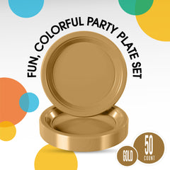 PMA - 7 In. Gold Plastic Plates | 50 Count