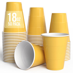 PMA - 18 Oz. Yellow Plastic Cups - 50 Ct.