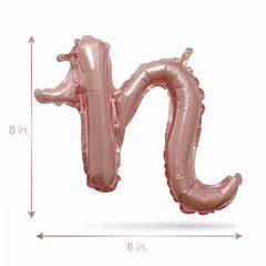 Rose Gold Script Letter Balloon - 'n' - 8-Inch Air-Filled Mylar