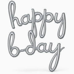 Silver "Happy BDAY" Script Foil Balloon