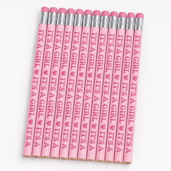 "It's a Girl" Pink Baby Shower Pencils - 12 Pack