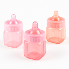 Pink Fillable Mini Baby Bottle Favors - 6 Pack
