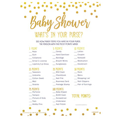 "What's in Your Purse?" Baby Shower Game - Gold & White - 24 Pack