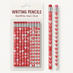 Valentine's Day Heart Pencils - 24 Pack