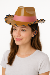 Saddle Up Mini Cowgirl Party Hats - Brown & Pink, 4-Pack